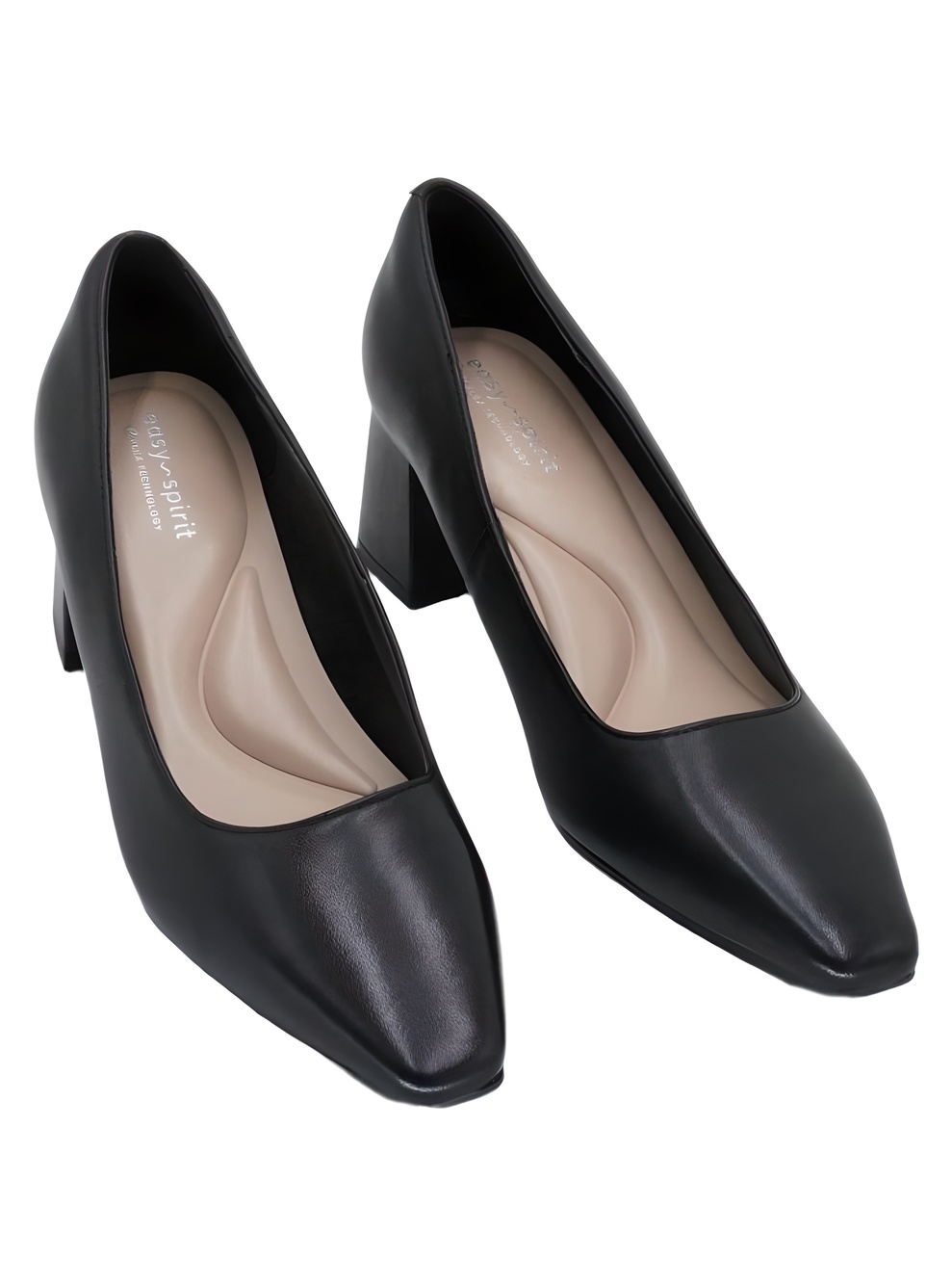 Easy Spirit Womens Dorian Black Leather 2" Block Heel Pumps Size 7.5M